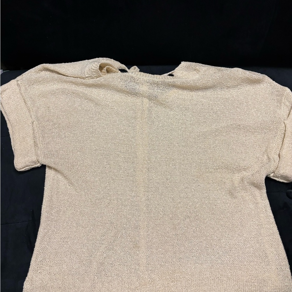 Chic Beige Women's Short Sleeve Top